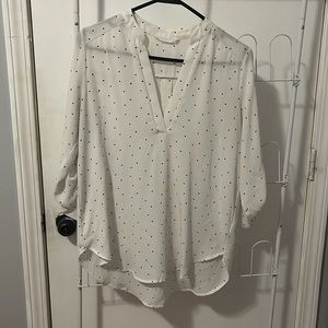 White blouse with blacks polka dots. No stains. Smoke free, pet free home